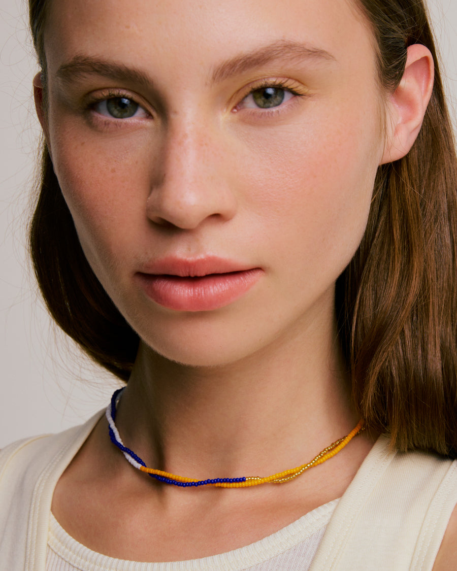 Beaded Necklace - Double Strand Multi-colour 1