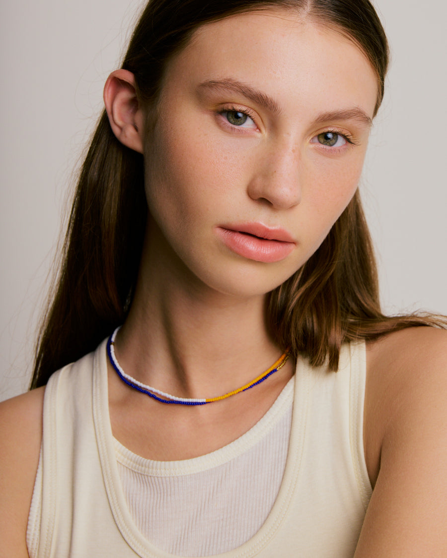 Beaded Necklace - Double Strand Multi-colour 1