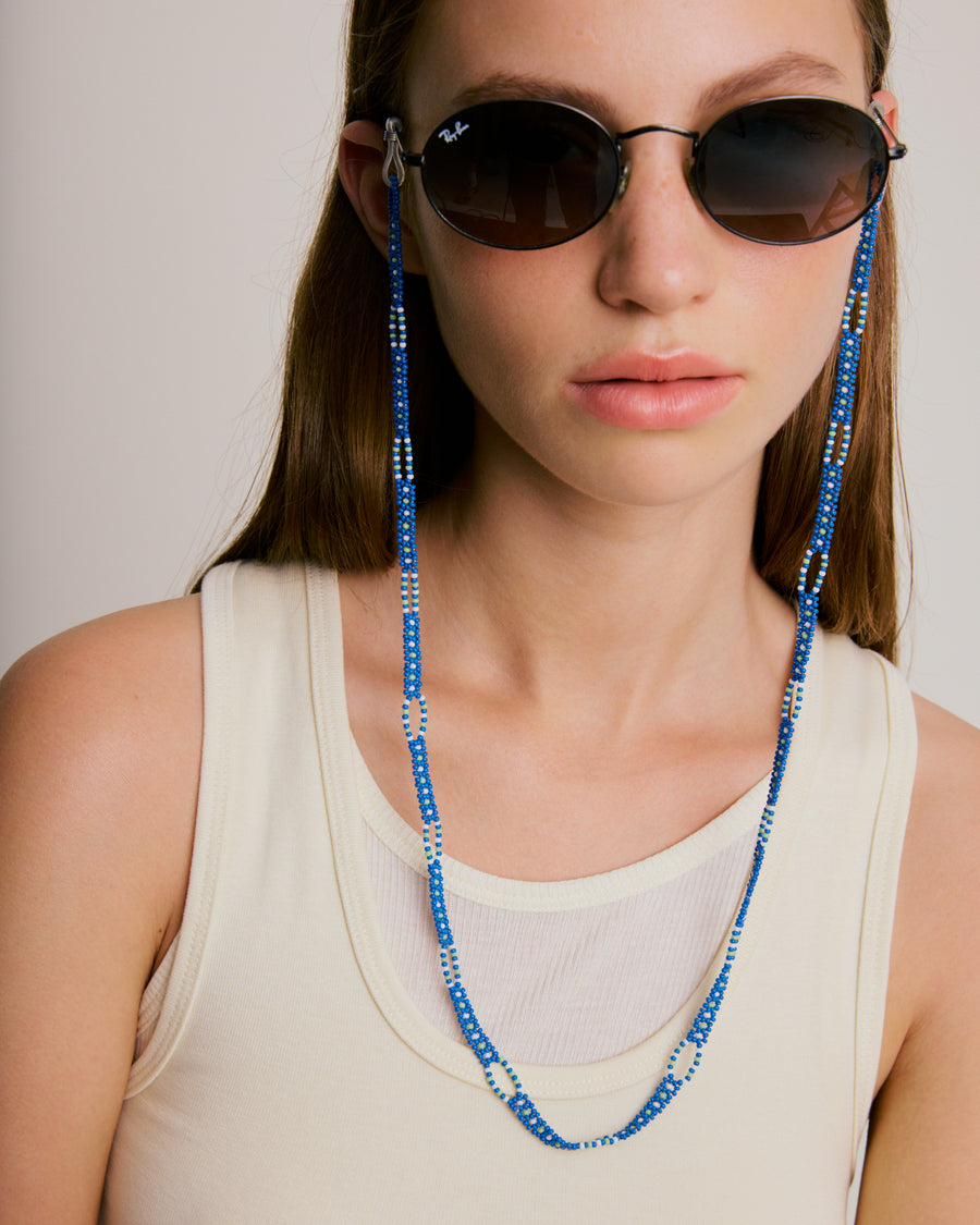 Beaded Sunglass Strap - Sea Blue