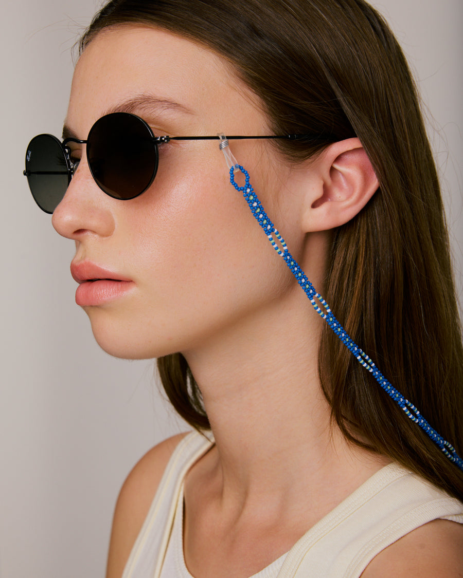 Beaded Sunglass Strap - Sea Blue