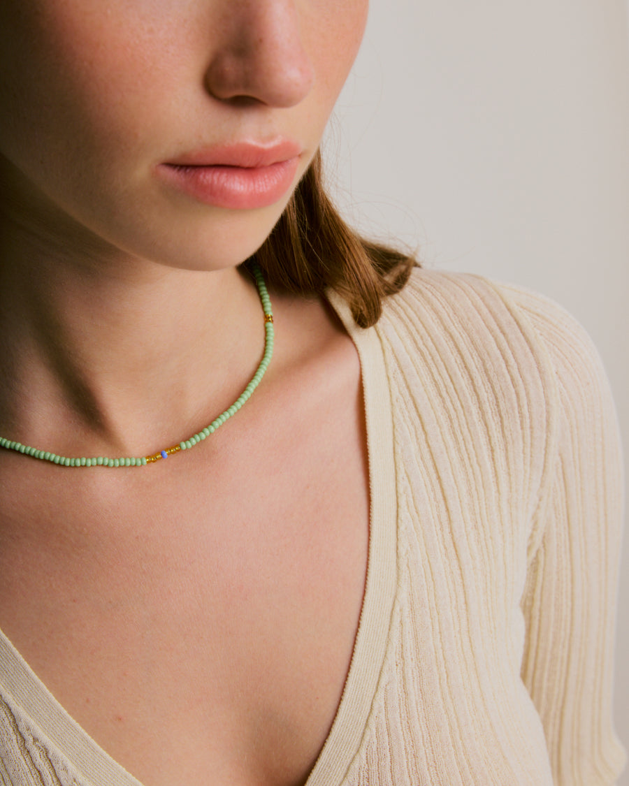 Beaded Necklace - Lime 02