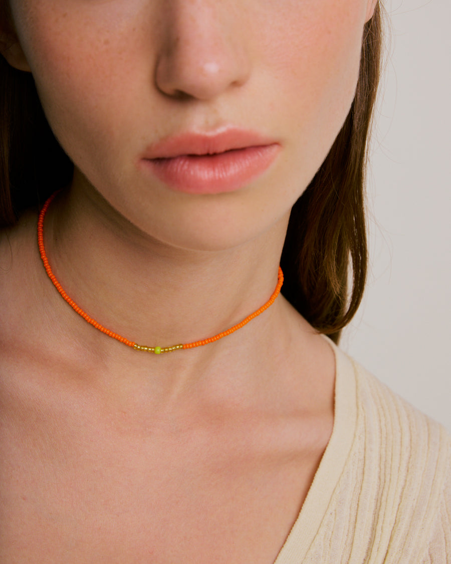 Beaded Necklace - Zulu Orange