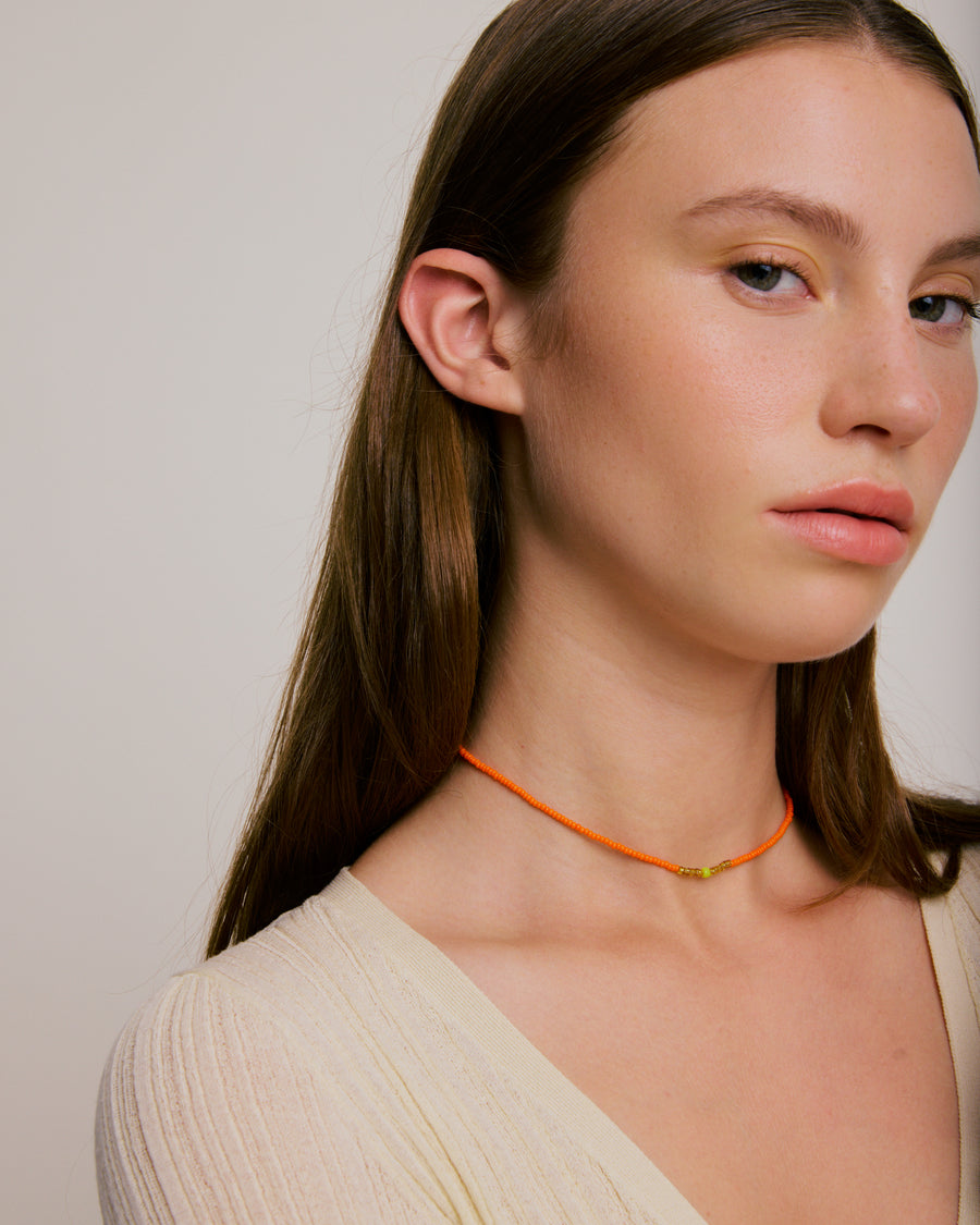 Beaded Necklace - Zulu Orange