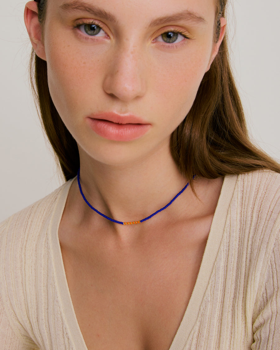 Beaded Necklace - Cobalt Blue