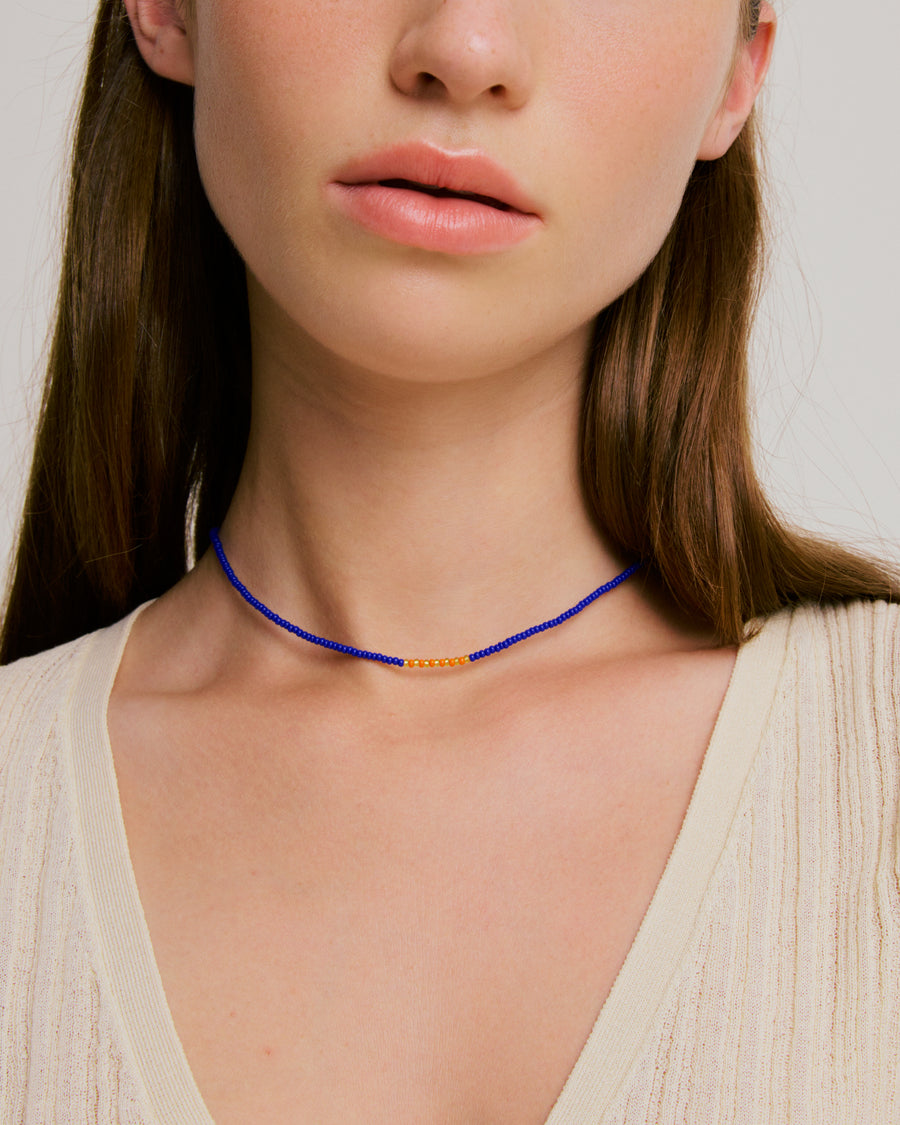 Beaded Necklace - Cobalt Blue
