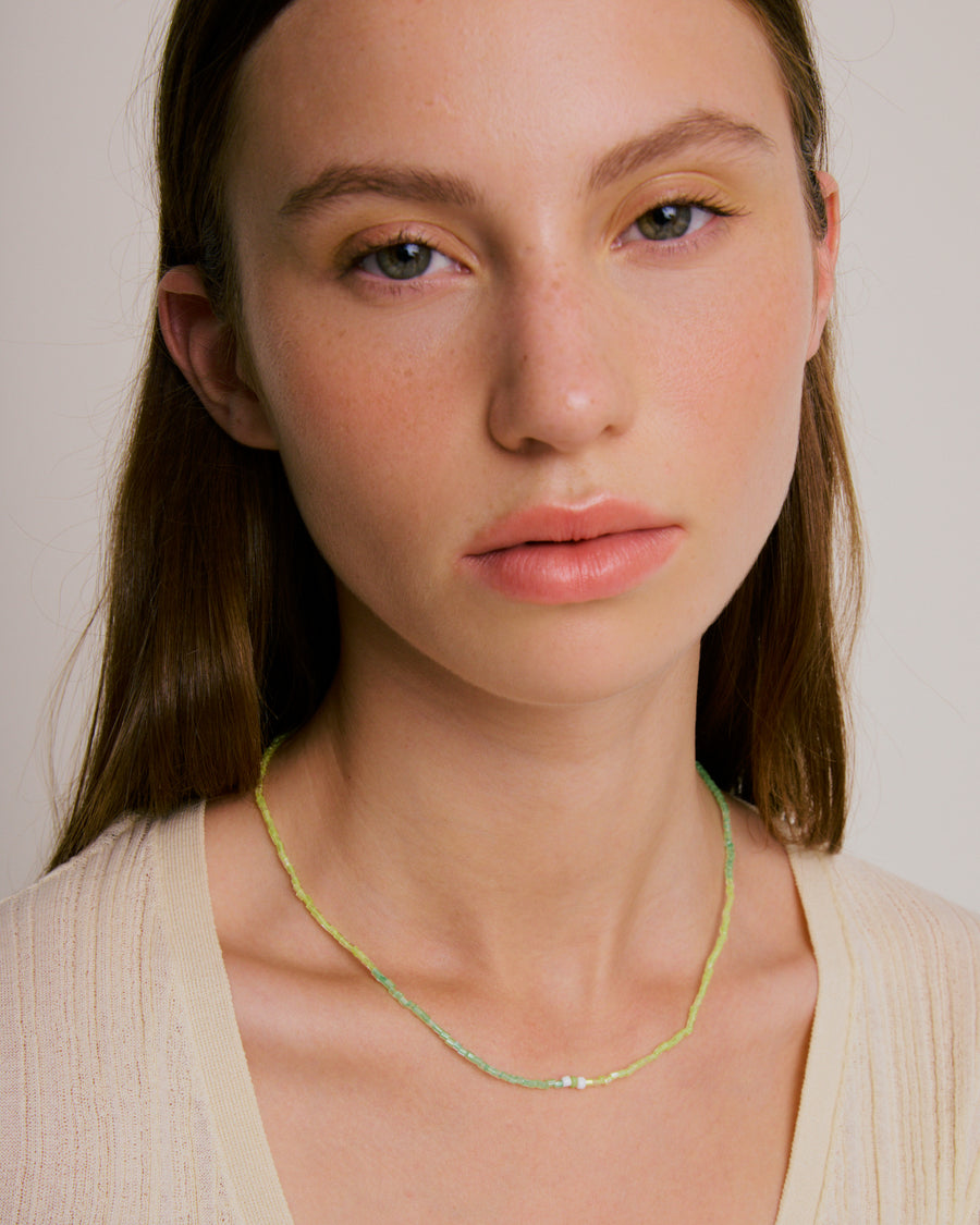 Simple Necklace - Glassy Apple & Lime Green