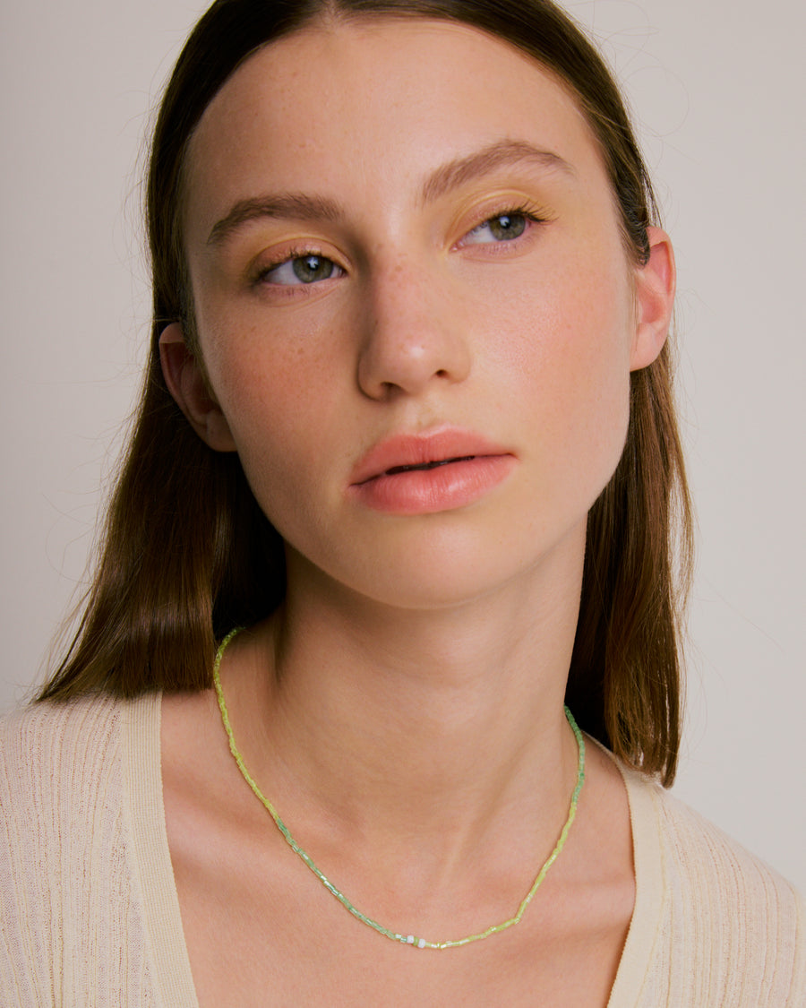 Simple Necklace - Glassy Apple & Lime Green