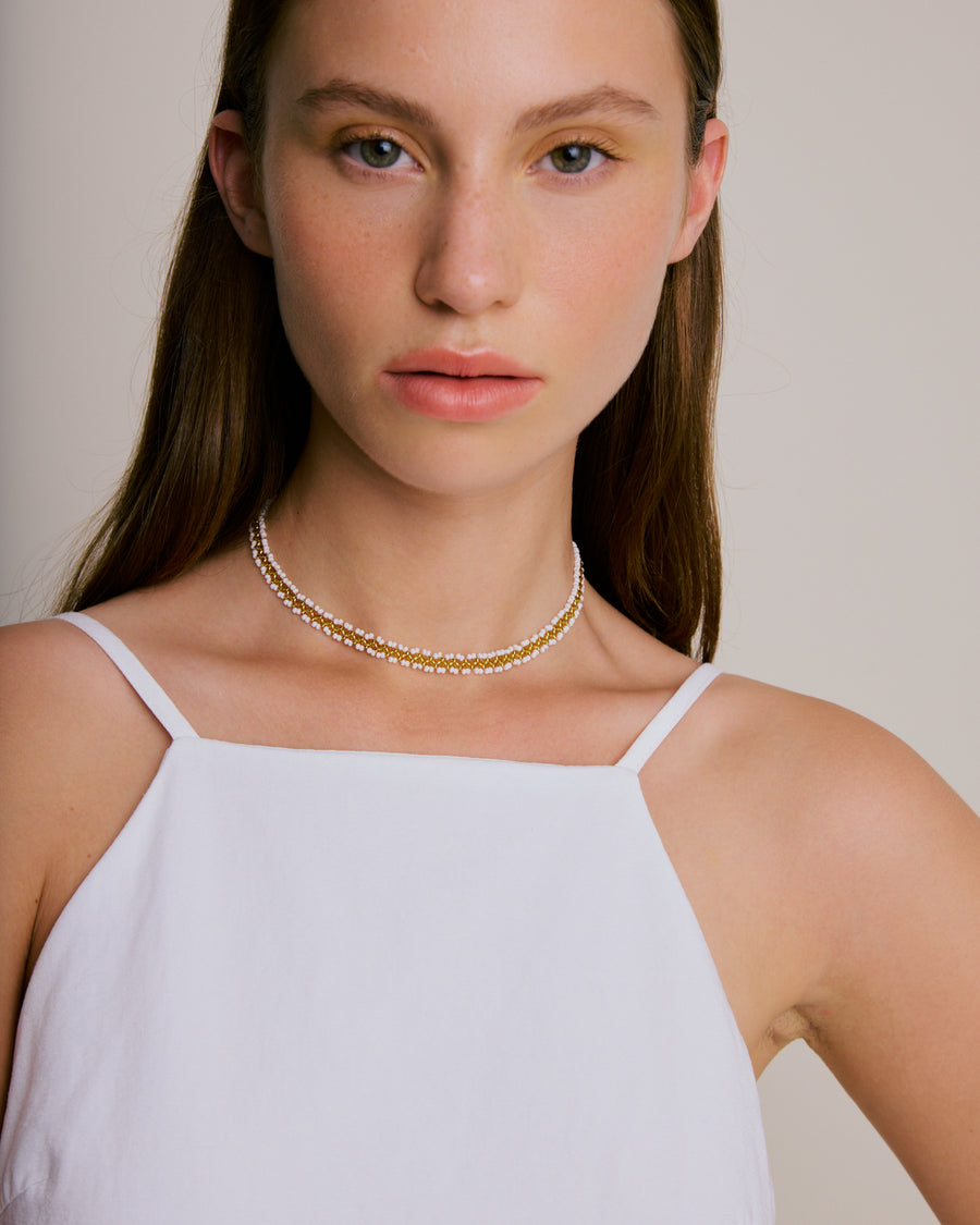 Mathe's Necklace - White & Gold