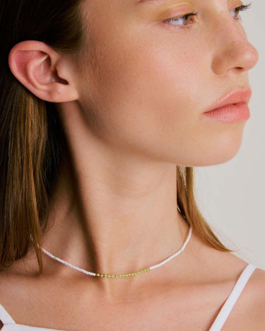Simple Necklace - White, Lime & Gold