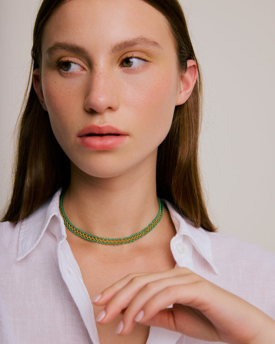 Mathe's Necklace - Apple Green & Gold