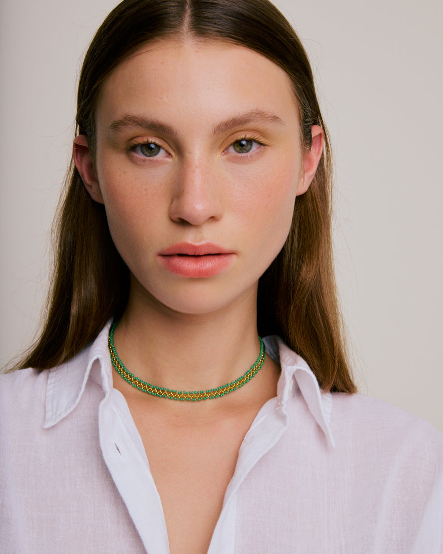 Mathe's Necklace - Apple Green & Gold