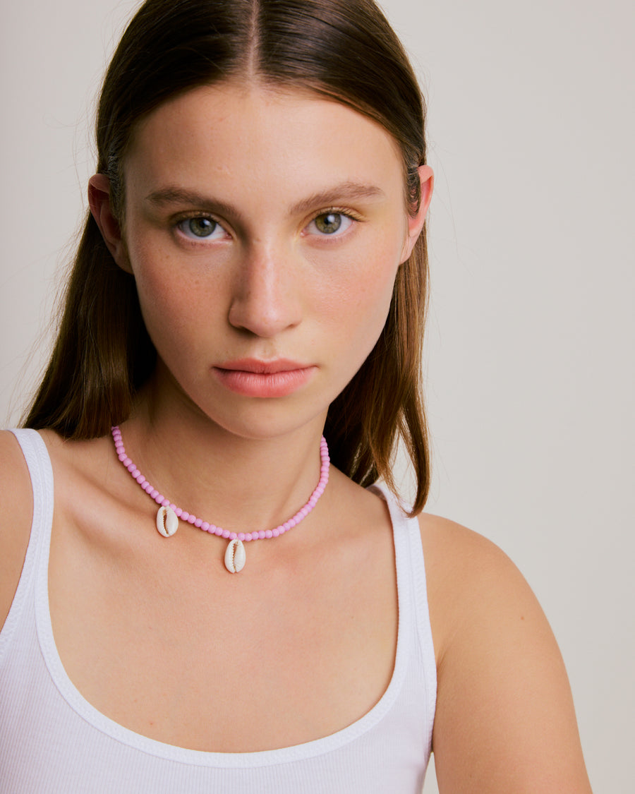 Ntombi's Double Shell Necklace - Matte Lilac