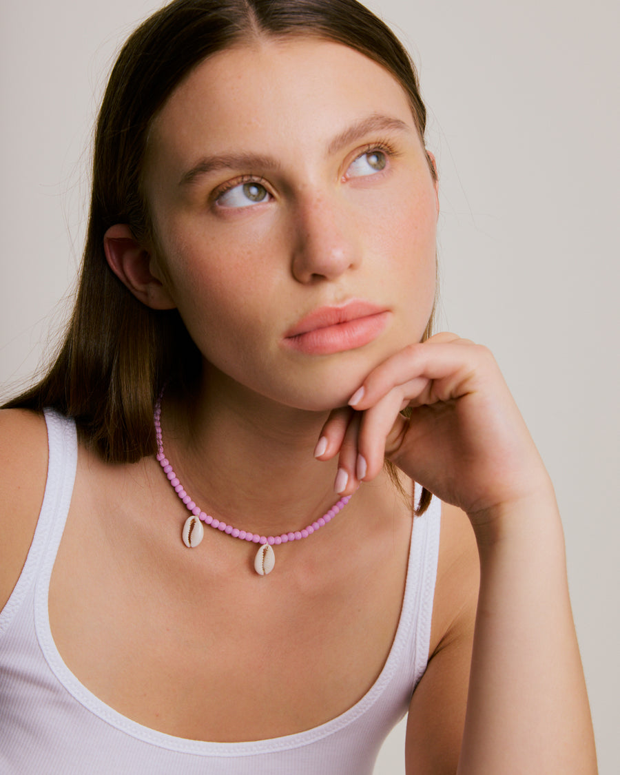 Ntombi's Double Shell Necklace - Matte Lilac