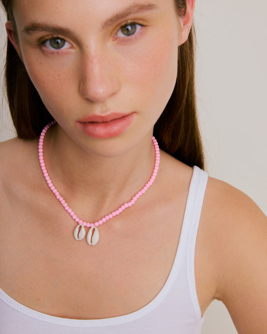 Ntombi's Double Shell Necklace - Candy Floss Pink