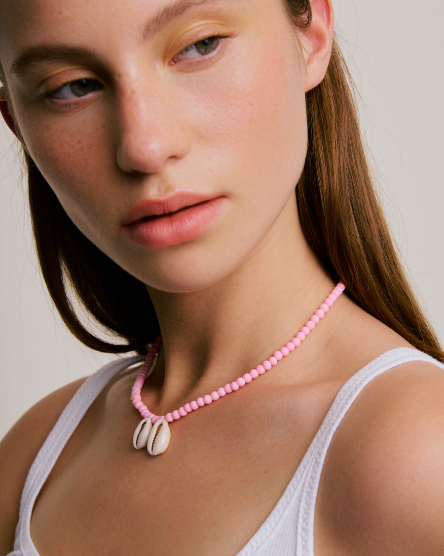 Ntombi's Double Shell Necklace - Candy Floss Pink