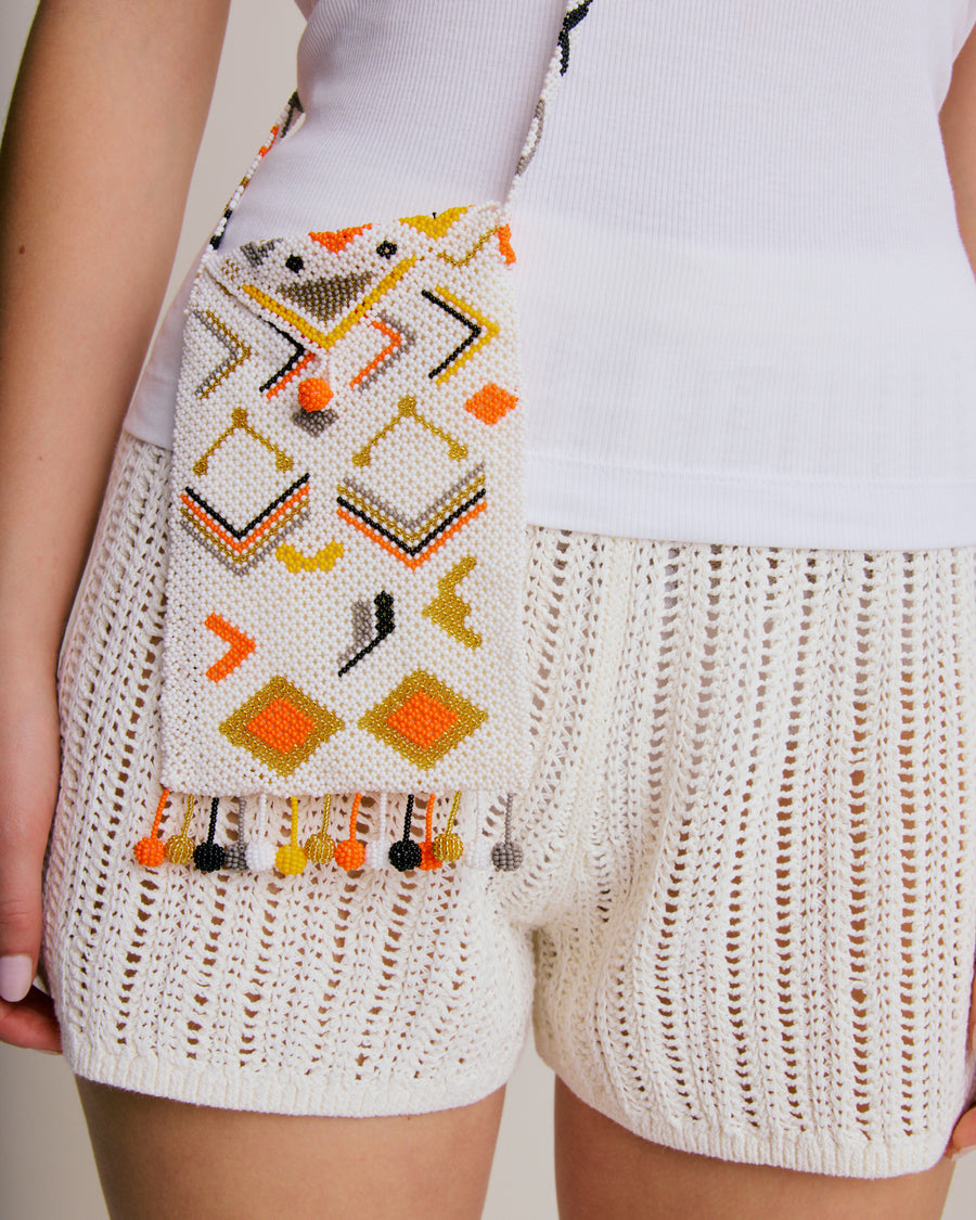 Beauty's Beaded Bag - White
