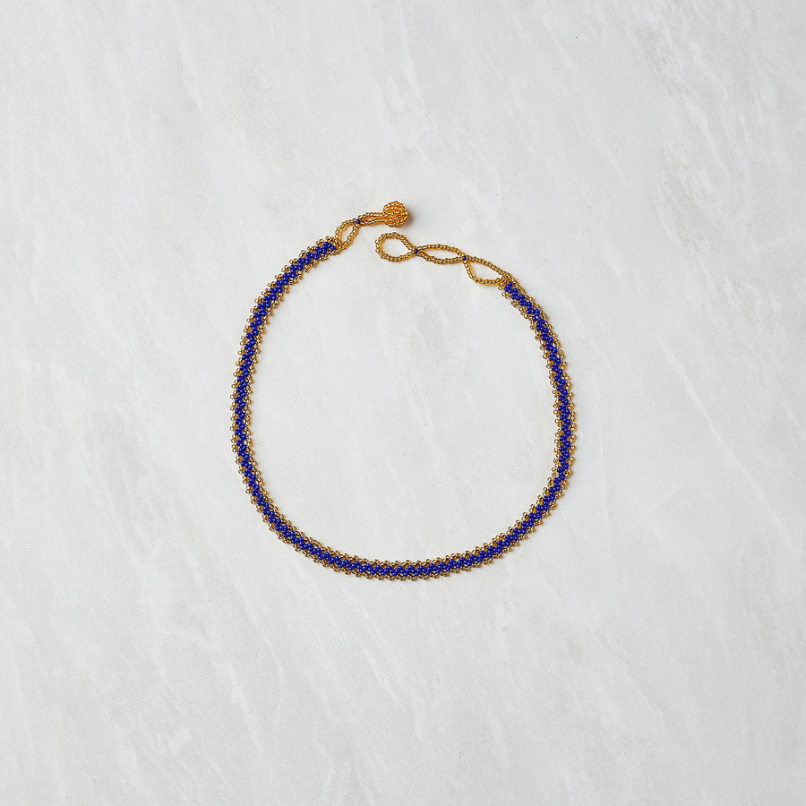 Beaded Necklace - Mathe's Stitch Gold & Blue