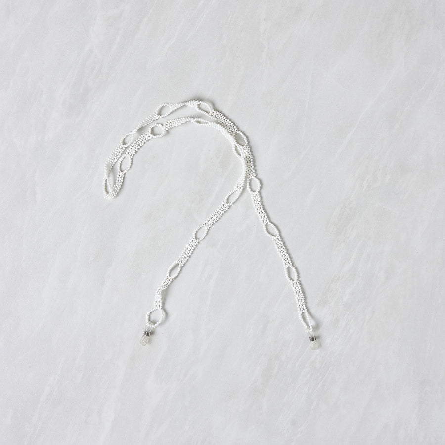 Beaded Sunglass Strap - All White